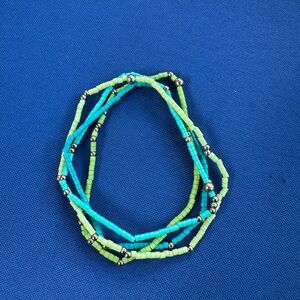 Turquoise and Green Beaded Bracelet Set of 4